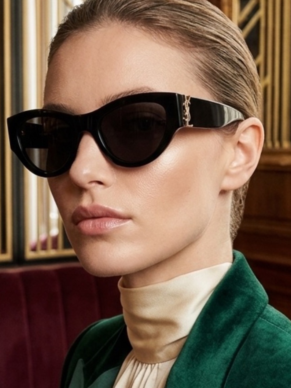 YSL Unisex Rose Gold Tone Sunglasses